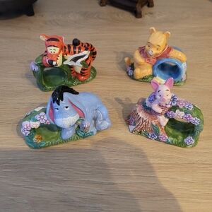 Disney Winnie the Pooh Ceramic Napkin Ring Set - Green and Blue